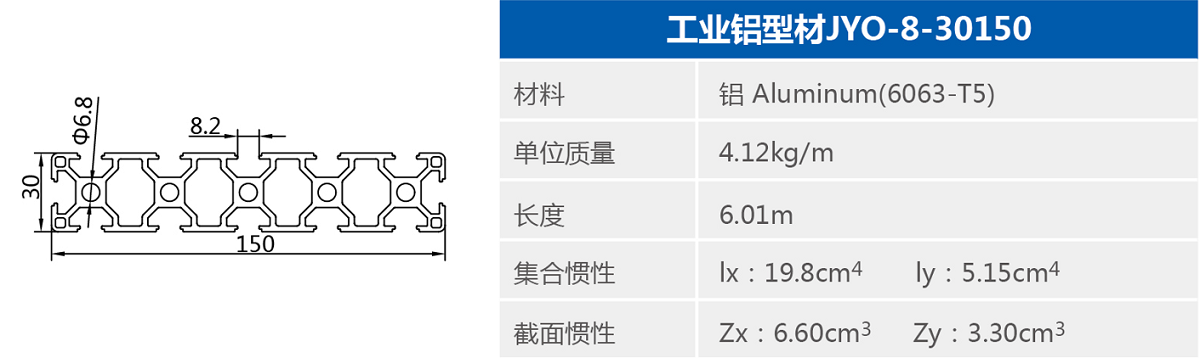 Jyo 8 30150 30系列 流水线型材 产品中心 捷源工业铝型材